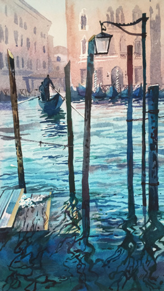 Painting titled "Venetian landscape.…" by Natalia Veyner, Original Artwork, Watercolor