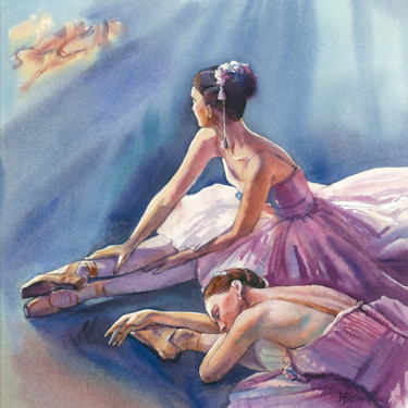 Картина под названием "Ballerinas" - Natalia Veyner, Подлинное произведение искусства, Акварель
