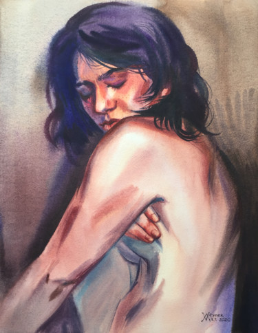 Painting titled "Morning" by Natalia Veyner, Original Artwork, Watercolor