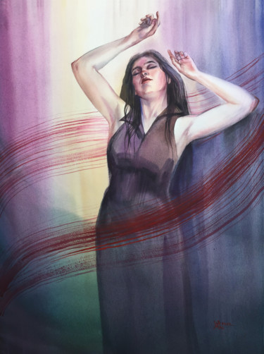 Картина под названием "Last on the dance f…" - Natalia Veyner, Подлинное произведение искусства, Акварель