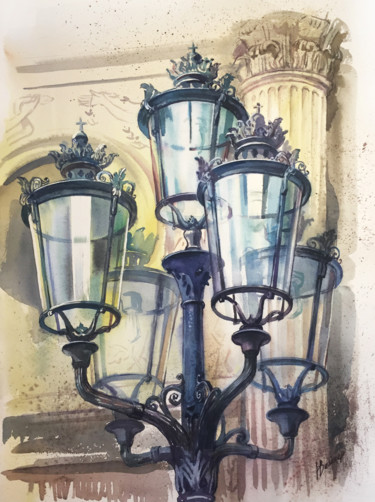 Malarstwo zatytułowany „City lantern. Archi…” autorstwa Natalia Veyner, Oryginalna praca, Akwarela