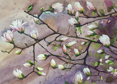Painting titled "Spring flowers of P…" by Natalia Veyner, Original Artwork, Watercolor