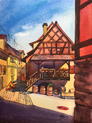Painting titled "Eguisheim. French t…" by Natalia Veyner, Original Artwork, Watercolor