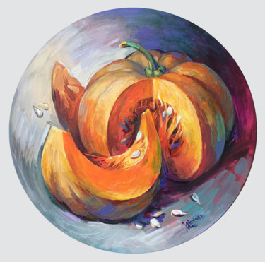 Painting titled "Pumpkin. Autumn sti…" by Natalia Veyner, Original Artwork, Acrylic