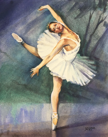 Painting titled "Ballerina Galina Ul…" by Natalia Veyner, Original Artwork, Watercolor