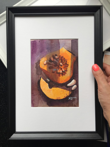 Pumpkins. Autumn still life. Home decor Painting titled "Pumpkins. Autumn st…" by Natalia Veyner, Original Art, Watercolor