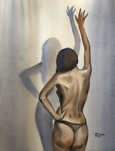 Malerei mit dem Titel "The woman from the…" von Natalia Veyner, Original-Kunstwerk, Aquarell