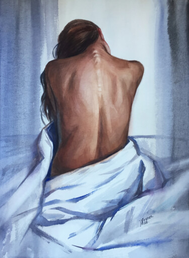 Pittura intitolato "Awakening. Portrait…" da Natalia Veyner, Opera d'arte originale, Acquarello