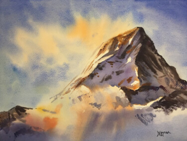 Painting titled "Mountain landscape.…" by Natalia Veyner, Original Artwork, Watercolor