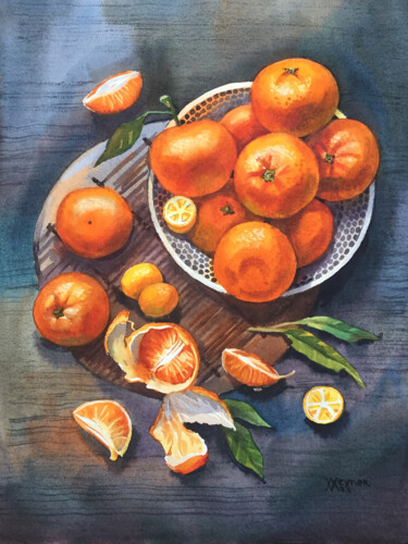 Painting titled "Still life with tan…" by Natalia Veyner, Original Artwork, Watercolor