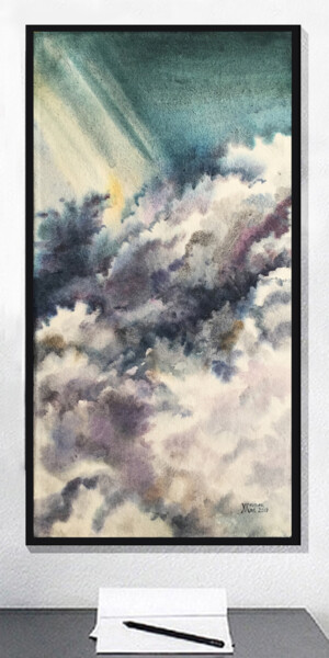 Painting titled "Clouds. The sky aft…" by Natalia Veyner, Original Artwork, Watercolor