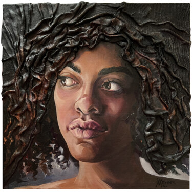 Картина под названием "Portrait of an Afri…" - Natalia Veyner, Подлинное произведение искусства, Масло Установлен на Деревян…