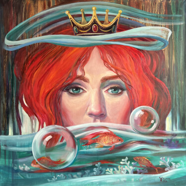Malerei mit dem Titel "Queen of water and…" von Natalia Veyner, Original-Kunstwerk, Öl