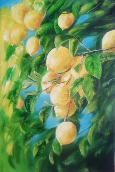 Картина под названием "Лимоны" - Татьяна Везелева, Подлинное произведение искусства, Масло
