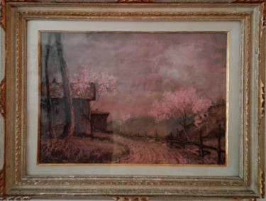 Pittura intitolato "sentiero-campestre-…" da Vittorio Francavilla, Opera d'arte originale, Olio