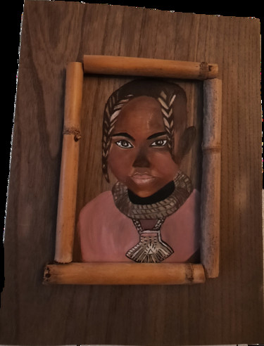 Painting titled "enfant africaine" by Véronique Fermé, Original Artwork, Oil