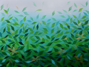 Картина под названием "Green Paradise" - Eva Pearl, Подлинное произведение искусства, Акрил Установлен на Деревянная рама дл…