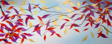 Painting titled "Autumn Wind 2" by Eva Pearl, Original Artwork, Acrylic Mounted on Wood Stretcher frame