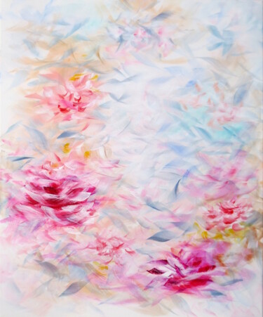Painting titled "Spring Garden" by Eva Pearl, Original Artwork, Acrylic Mounted on Wood Stretcher frame