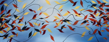 Painting titled "Autumn Wind 4" by Eva Pearl, Original Artwork, Acrylic Mounted on Wood Stretcher frame