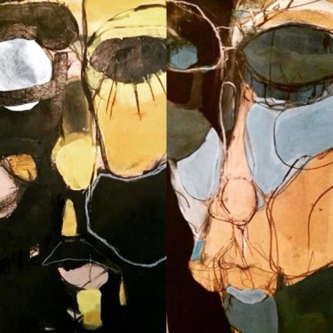 Malerei mit dem Titel "Figuren" von Jaga Jundt, Original-Kunstwerk, Acryl