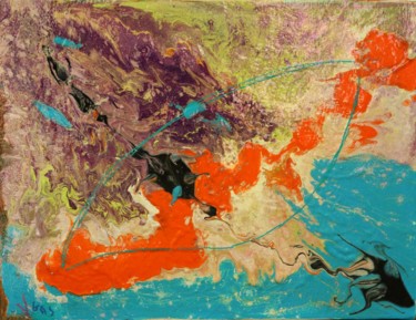 Peinture intitulée "Eruption du Vésuve" par Vgas, Œuvre d'art originale, Acrylique