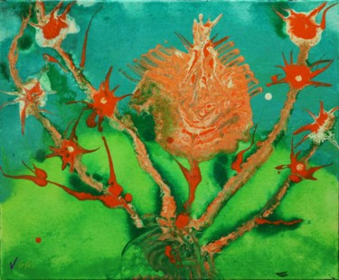 Peinture intitulée "Plante Piranhas" par Vgas, Œuvre d'art originale, Acrylique
