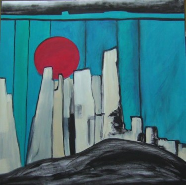 Peinture intitulée "paysage urbain surr…" par Véronique Besson-Gigarel, Œuvre d'art originale, Huile