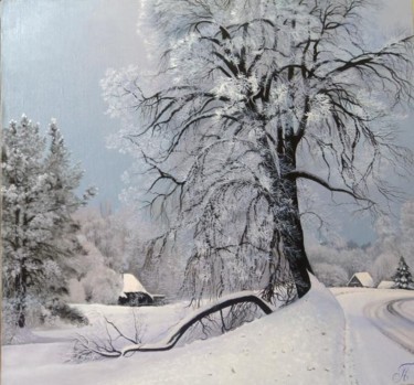 Painting titled "В январе" by Vladimir Gnevashev, Original Artwork, Oil