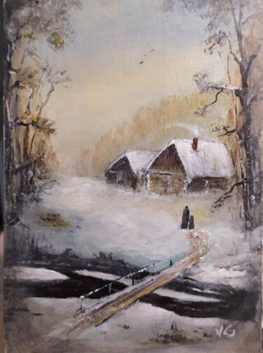 Картина под названием "Зима" - Vgringo, Подлинное произведение искусства, Акрил Установлен на картон