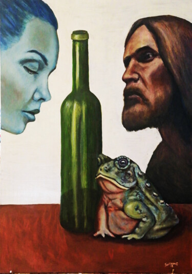 Картина под названием "Жаба" - Вячеслав Биткин, Подлинное произведение искусства, Масло