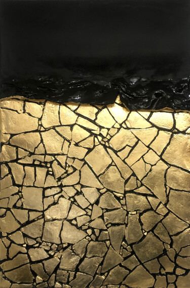 Escultura titulada "Golden stream." por Viacheslav Zaykin, Obra de arte original, Yeso