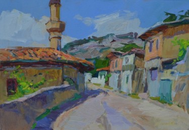 Painting titled "Старая улочка" by Viacheslaw Pereta, Original Artwork, Oil