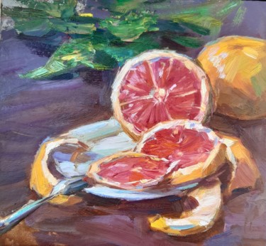 Painting titled "грейпфрут" by Viacheslaw Pereta, Original Artwork, Oil