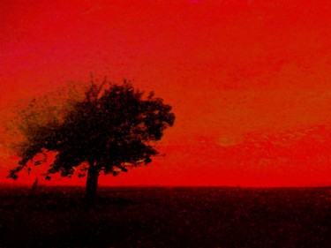 Digitale Kunst mit dem Titel "Tree in red" von Viajacobi, Original-Kunstwerk, Digitale Malerei