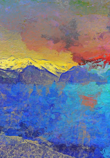 Digitale Kunst getiteld "Dans les Montagnes" door Viajacobi, Origineel Kunstwerk, Digitaal Schilderwerk