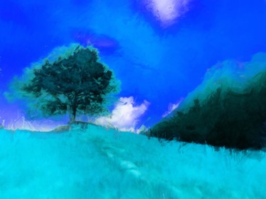 Digital Arts titled "Tree on a Hill" by Viajacobi, Original Artwork, Digital Painting