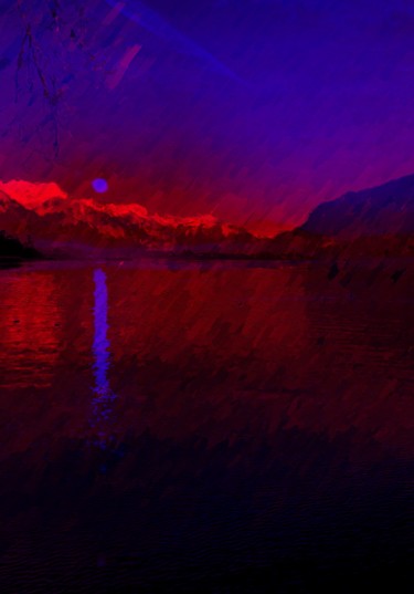 Digital Arts titled "Blue Moon" by Viajacobi, Original Artwork, Digital Painting