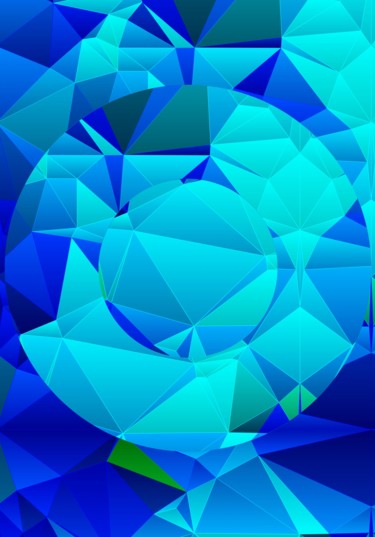 Arte digitale intitolato "Geometric Blue" da Viajacobi, Opera d'arte originale, Pittura digitale