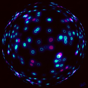 Digital Arts titled "GlowDotSphere" by Viajacobi, Original Artwork, Digital Painting