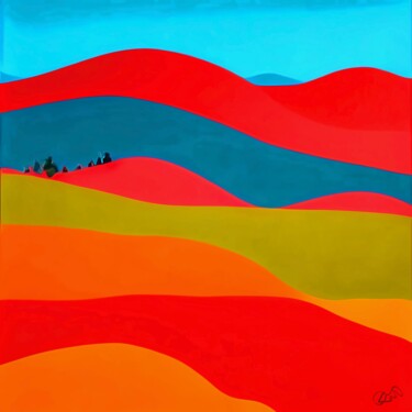 El pueblo en los Pirineos Arts numériques intitulée "El pueblo en los Pi…" par Viajacobi, Œuvre d'art originale, Peinture numérique