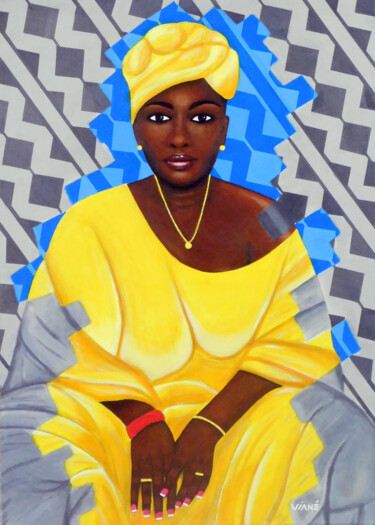 Peinture intitulée "Sénégalaise (Mousso…" par Viané, Œuvre d'art originale, Acrylique Monté sur Châssis en bois
