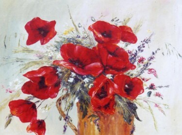 Peinture intitulée "bouquet dans les he…" par Yvette Vianney-Liaud, Œuvre d'art originale