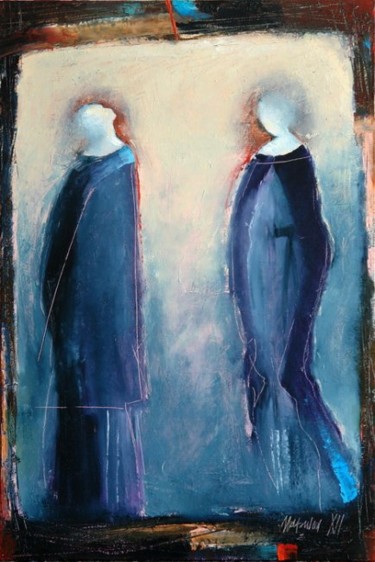 Painting titled "Двое" by Marina Viazova, Original Artwork, Oil