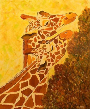 Peinture intitulée "Les Girafes" par Mariev, Œuvre d'art originale, Autre