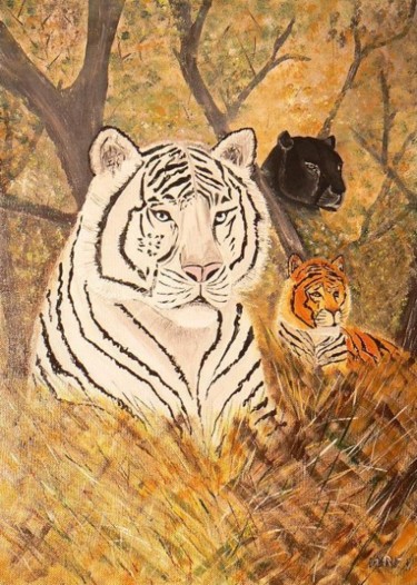 Peinture intitulée "Les Tigres" par Mariev, Œuvre d'art originale, Autre