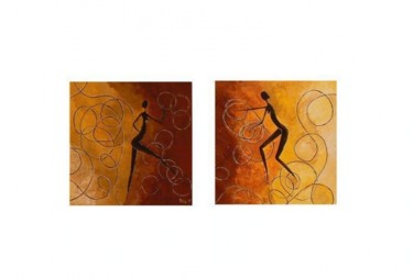 Peinture intitulée "Diptyque Danse afri…" par Mariev, Œuvre d'art originale, Autre