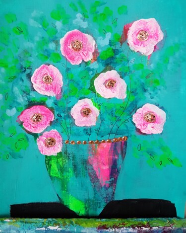 绘画 标题为“Fleurs” 由Vibeke Lerkenfeldt, 原创艺术品, 丙烯