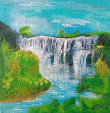 Painting titled "Cascade" by Vibeke Lerkenfeldt, Original Artwork, Acrylic Mounted on Wood Stretcher frame