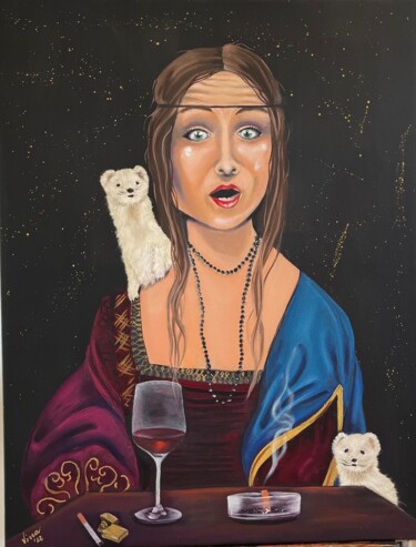Malarstwo zatytułowany „Lady with weasels.” autorstwa Vicca, Oryginalna praca, Olej